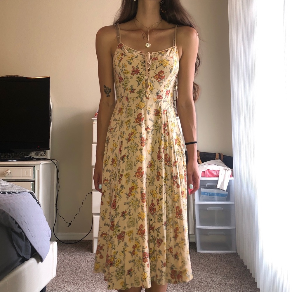 Cooperative Midi Dress Lace Front Urban Outfitters